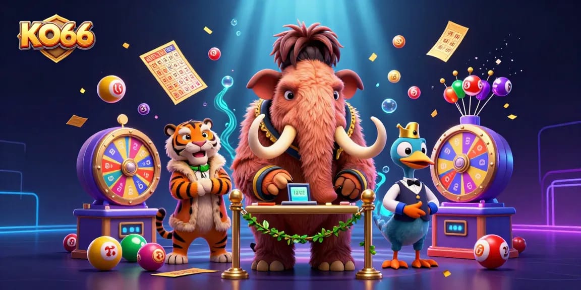 Engage with KO66's vibrant casino atmosphere featuring dynamic characters and thrilling gaming elements.