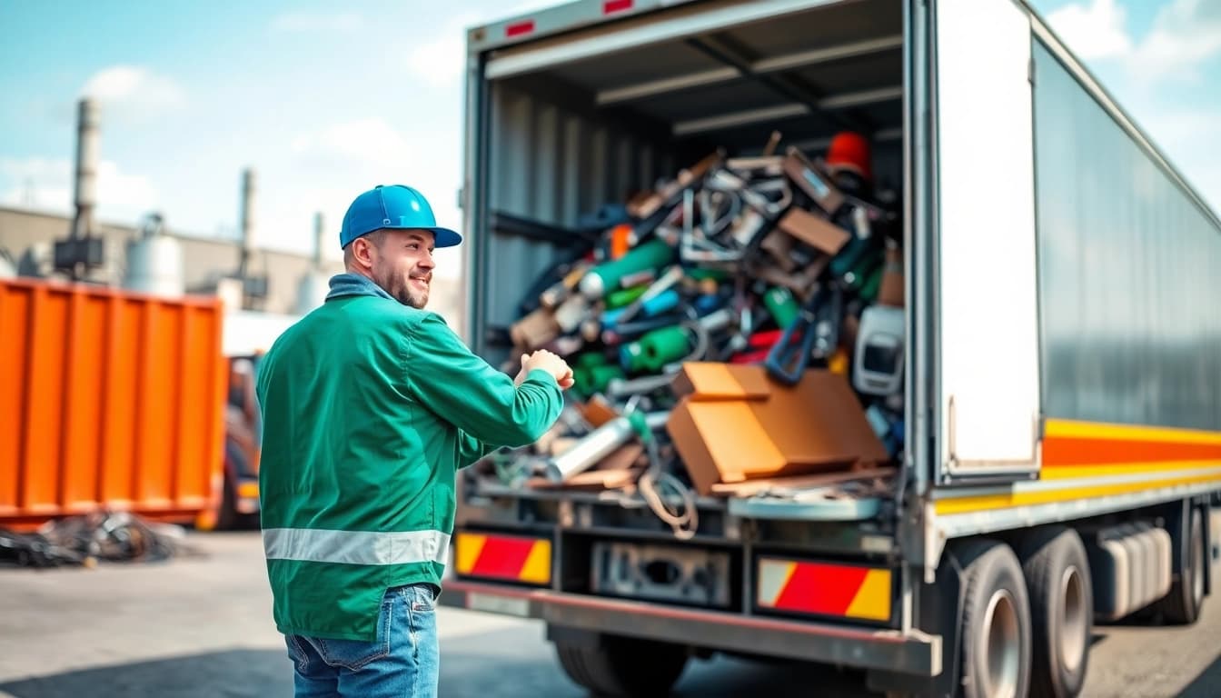 Schrotthändler Wuppertal loading scrap at a recycling facility for safe disposal.
