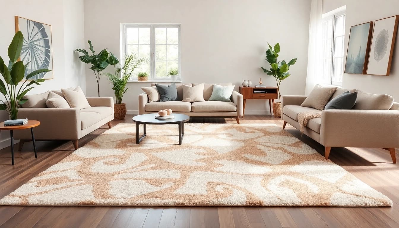 Stylish tappeti moderni Milano enhancing a modern living space with vibrant colors and soft textures.