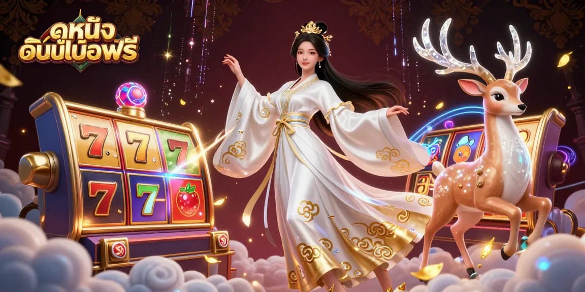 Play and win with exciting ดูหนังออนไลน์ฟรี options enhanced by vibrant casino elements in a stunning digital scene.