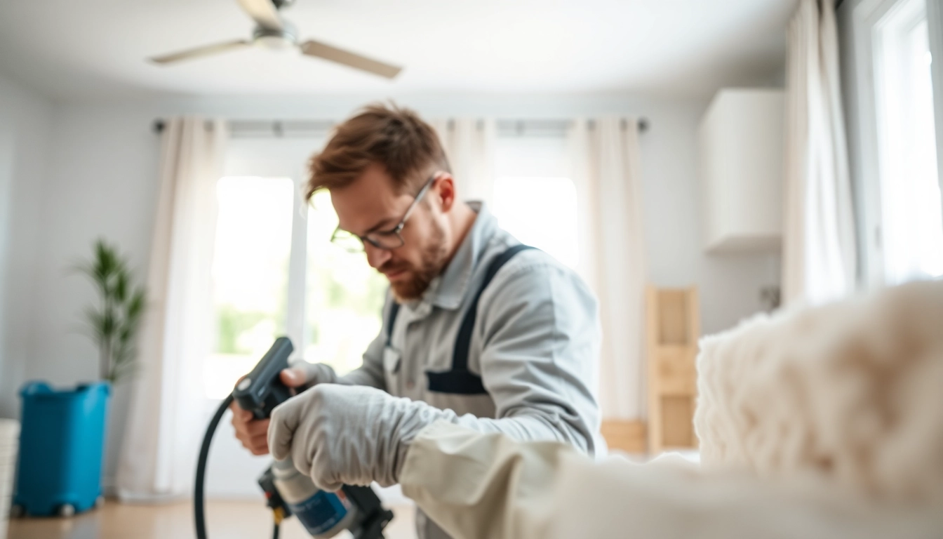 Spray foam removal Hampshire technician carefully working in a clean home to ensure safe insulation removal.