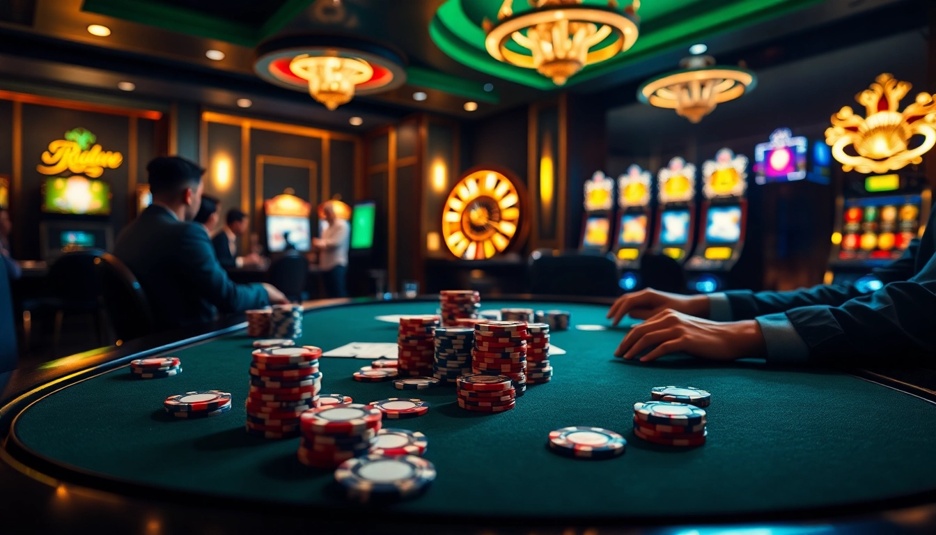 Engage in high-stakes poker at https://xin88.icu/ with vibrant chips and cards on a luxurious table.