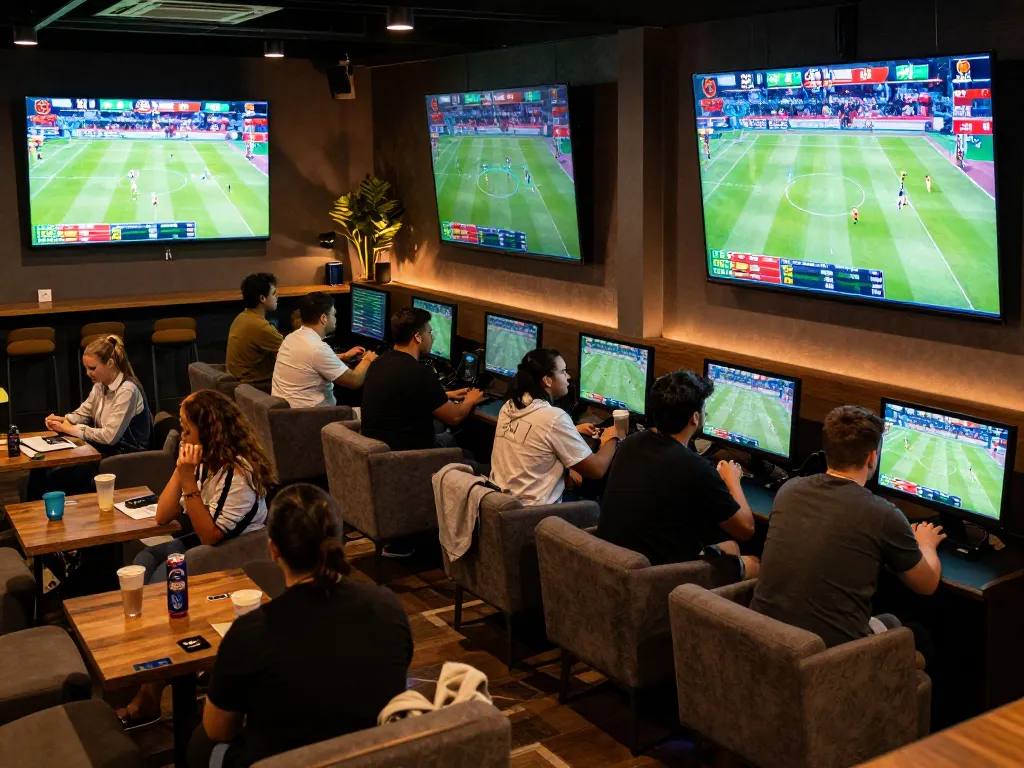 8kbetbh engaging in thrilling live sports betting atmosphere with enthusiastic fans.