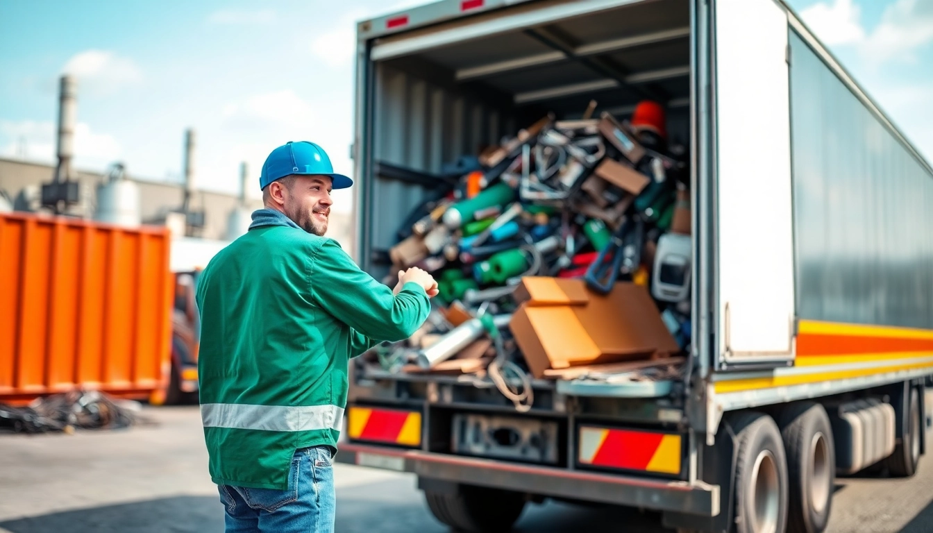 Schrotthändler Wuppertal loading scrap at a recycling facility for safe disposal.