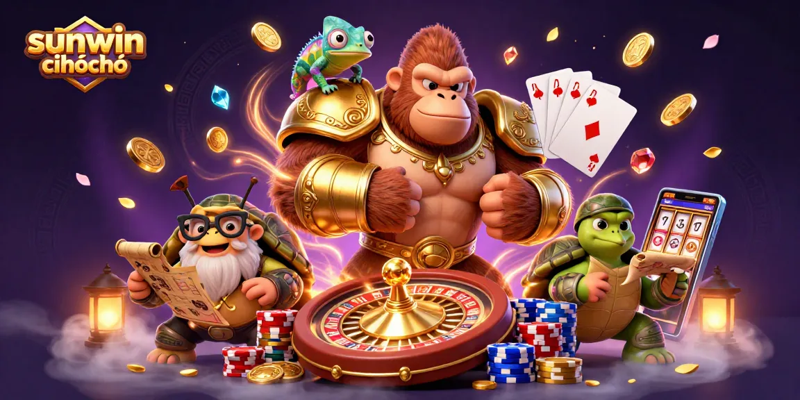 Experience thrilling action with sunwin chính chủ as the gorilla king leads in a glamorous casino scene.