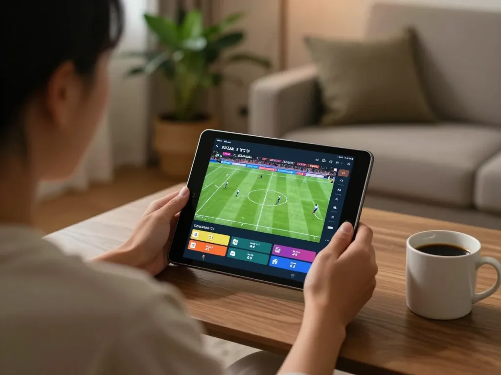 Enjoy live football on xôi lạc tv, relaxing at home with tablet streaming matches.