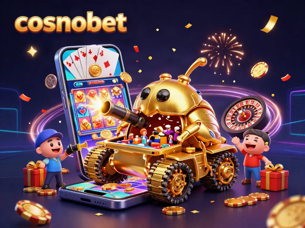 Experience the excitement of cosmobet with vibrant 3D casino and gaming elements.
