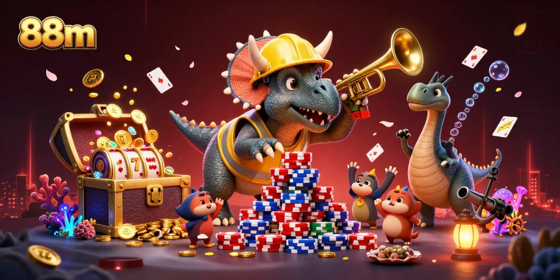 Engage in exciting gameplay at 88m with vibrant casino elements and cheering characters.