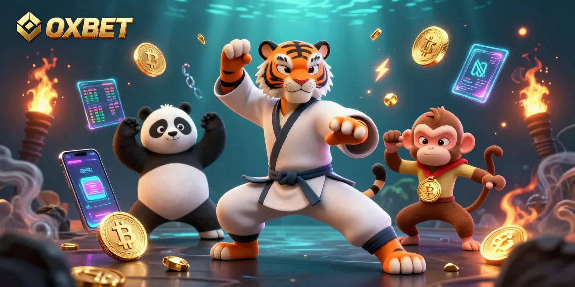 OXBET players enjoy thrilling adventures in a vibrant casino scene with animated characters.