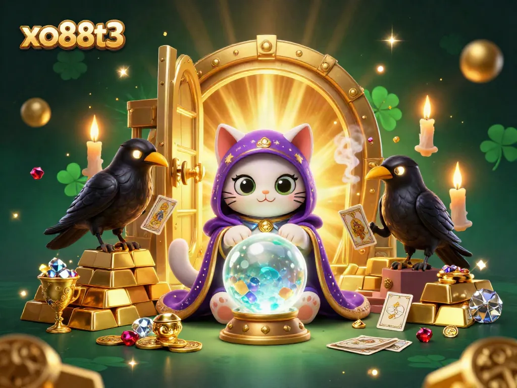 Experience thrilling gaming with xo88t3 featuring mystic characters and treasures in a vibrant casino scene.