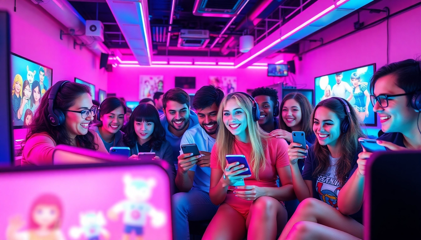 Engaging scene of players enjoying XXX games on multiple devices in a vibrant gaming setup.