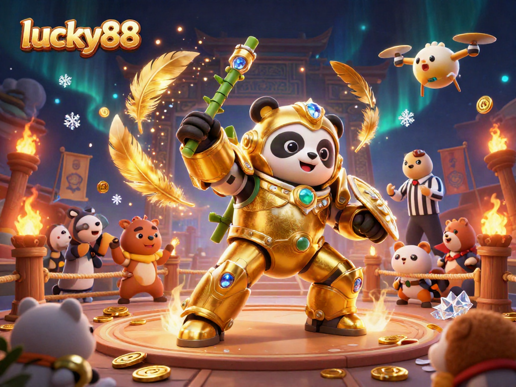 Experience thrilling gameplay with lucky88 in a vibrant 3D casino fighting scene filled with excitement.