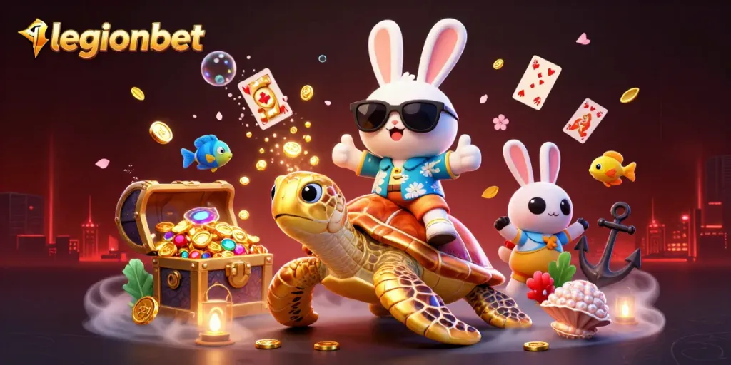 Play games at legionbet with vibrant underwater theme featuring lucky rabbit and turtle.