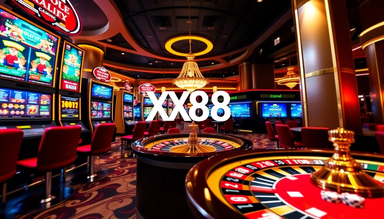 Excited gamblers enjoying the immersive online gambling experience at XX88 casino with vibrant visuals.