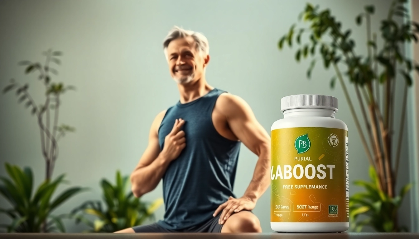 PuraBoost supplements displayed in a wellness setting promoting vitality and men's health.