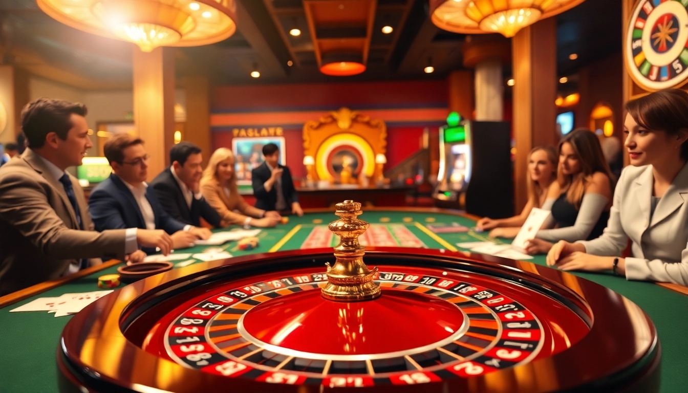 Bet789 players enjoying an exciting game at a casino roulette table with colorful chips.