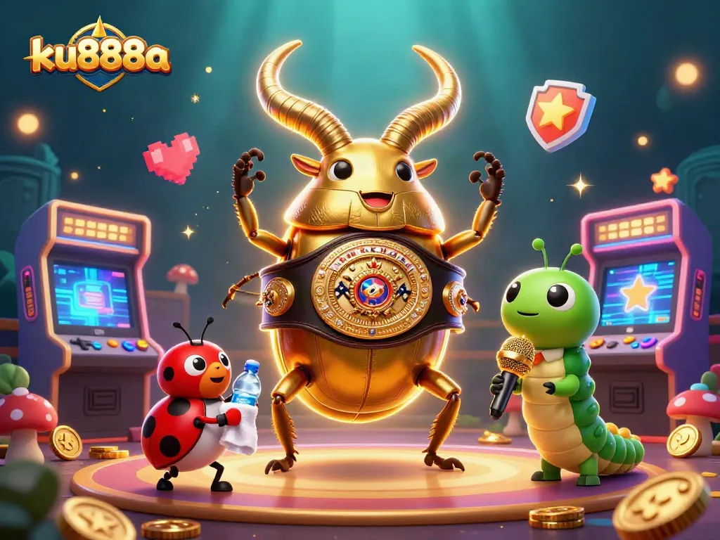 Engage with ku888a's dynamic gaming scene featuring unique casino elements and exciting characters.