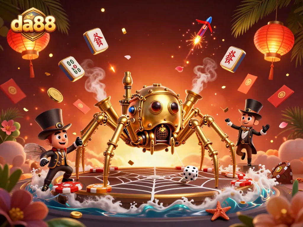 Catch thrilling wins with da88 in a vibrant 3D casino scene of luck and excitement.