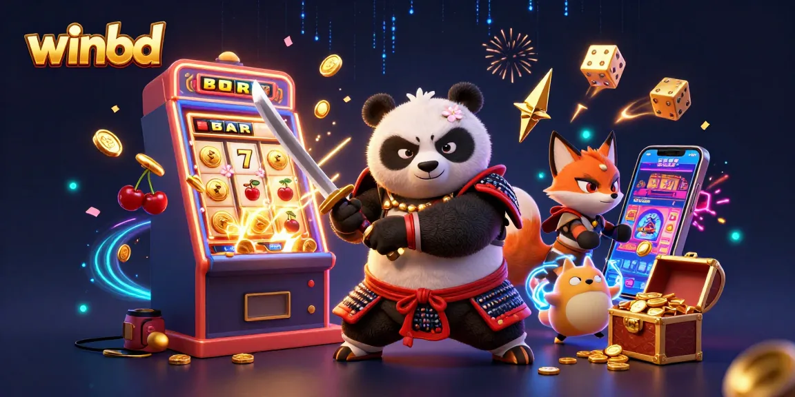 Winbd offers an exciting gaming experience with a dynamic illustration featuring samurai and ninja characters.