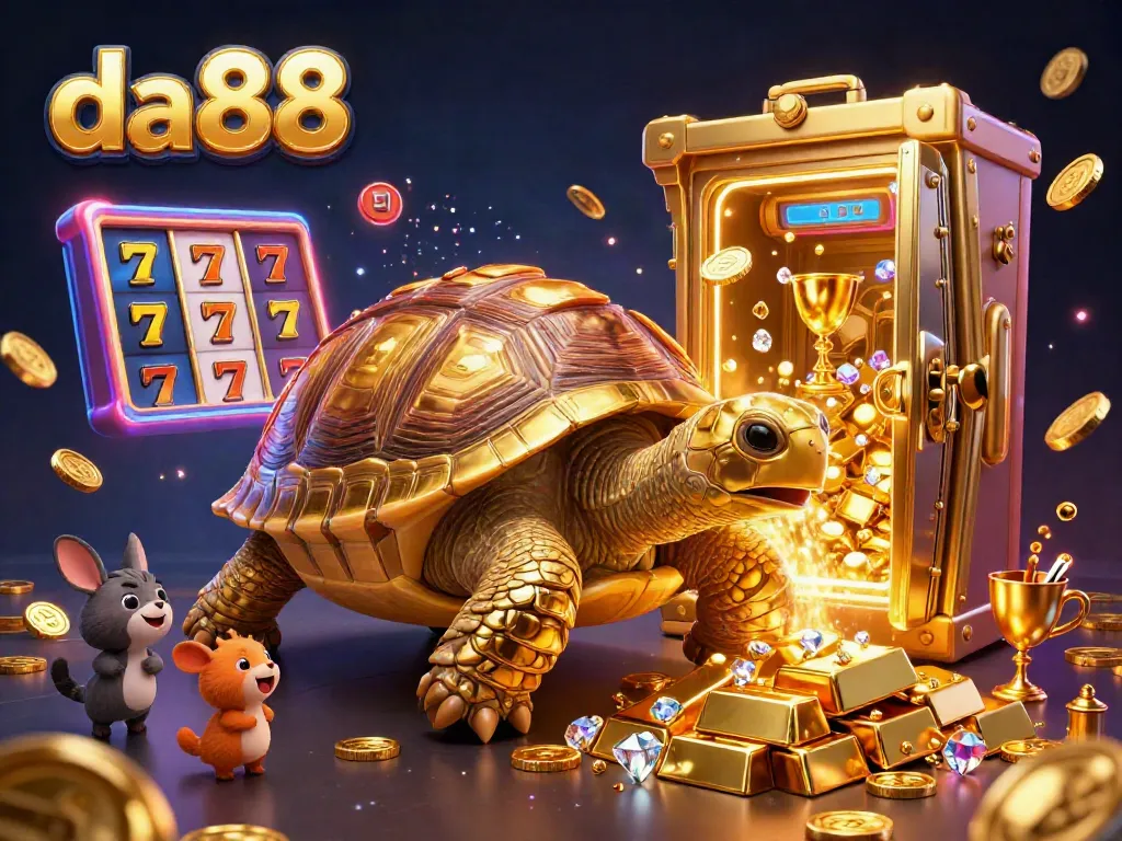Experience thrilling online gameplay at da88 with our vibrant 3D illustration highlighting exciting gambling elements.