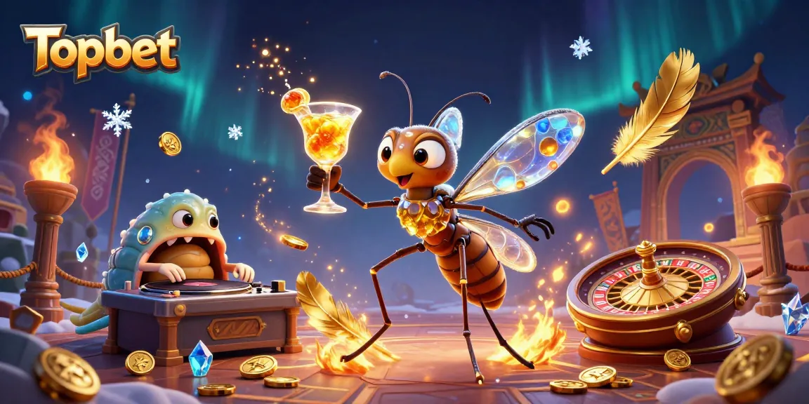 Experience Topbet's unique casino atmosphere with vibrant 3D characters in a dynamic scene.