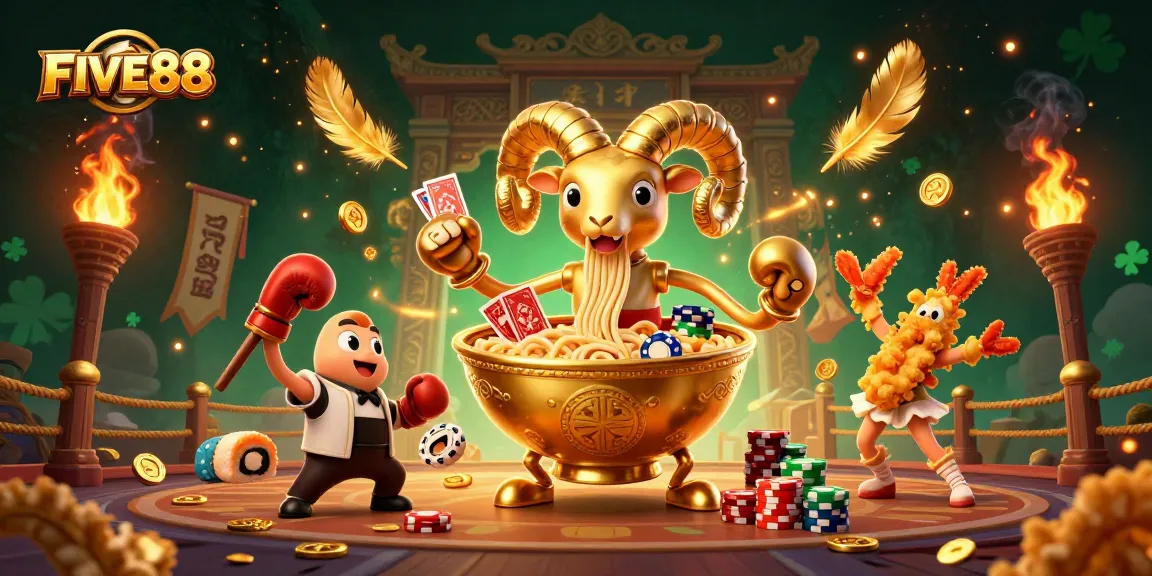 Experience excitement at FIVE88 with vibrant 3D characters showcasing thrilling gaming action.