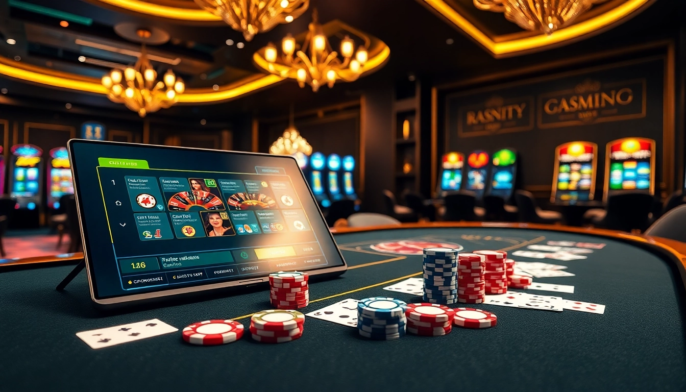 Engaging scene of gambling excitement at https://79kking.blog/ with casino tables and betting chips.