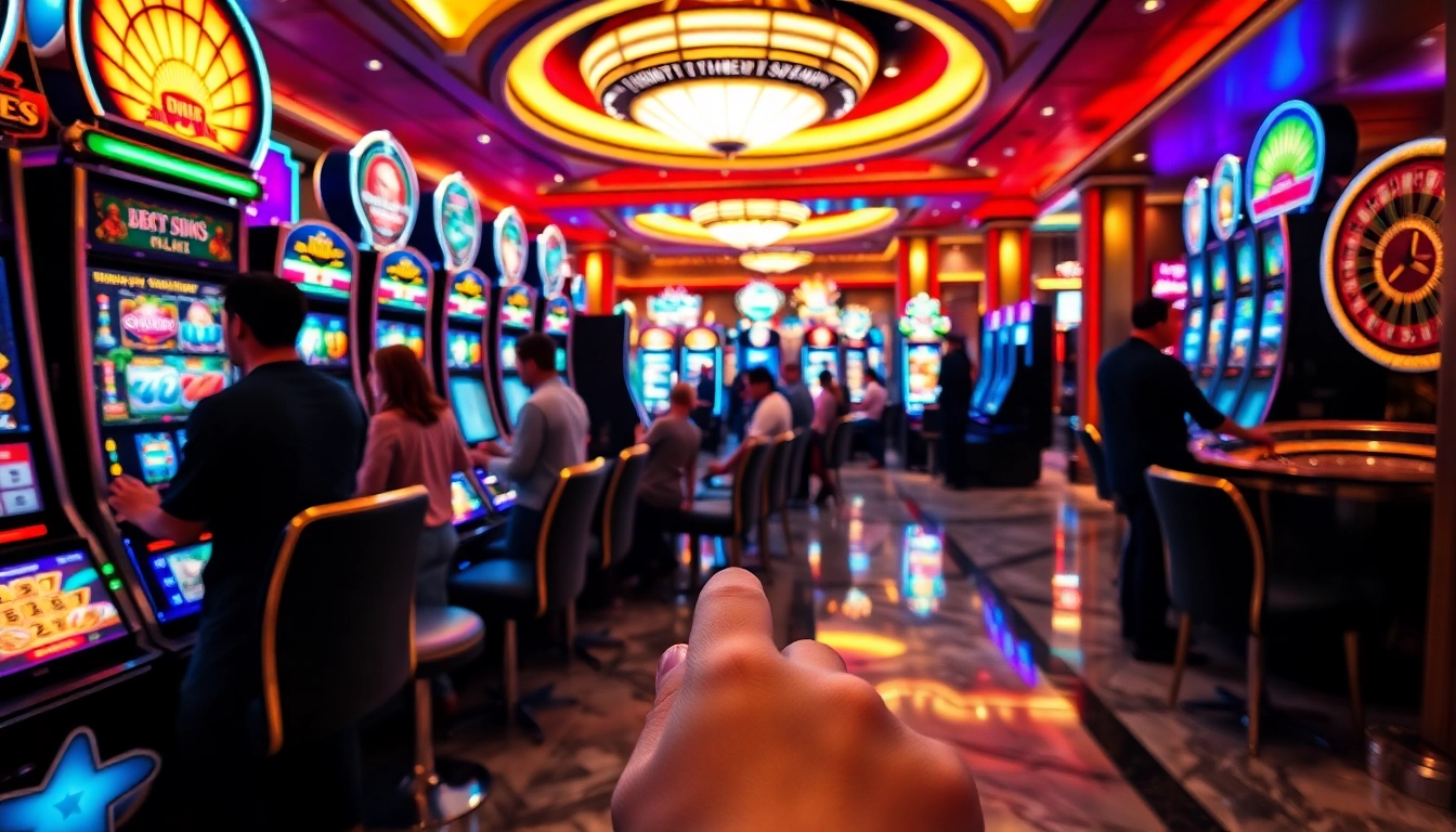 Engaging players enjoying Slot Gacor Hari ini at vibrant casino slot machines with excitement.