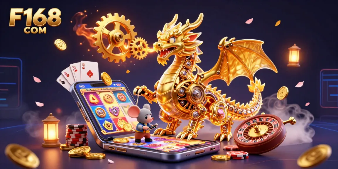 Experience the thrill of F168 COM with engaging slot gaming strategies illustrated amid 3D fantasy elements.