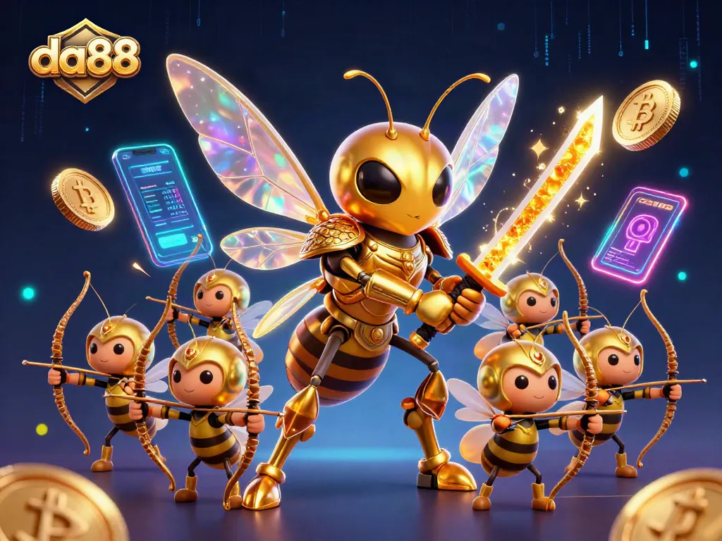 Join da88’s captivating online casino adventure with a gold hornet samurai and bee archers!