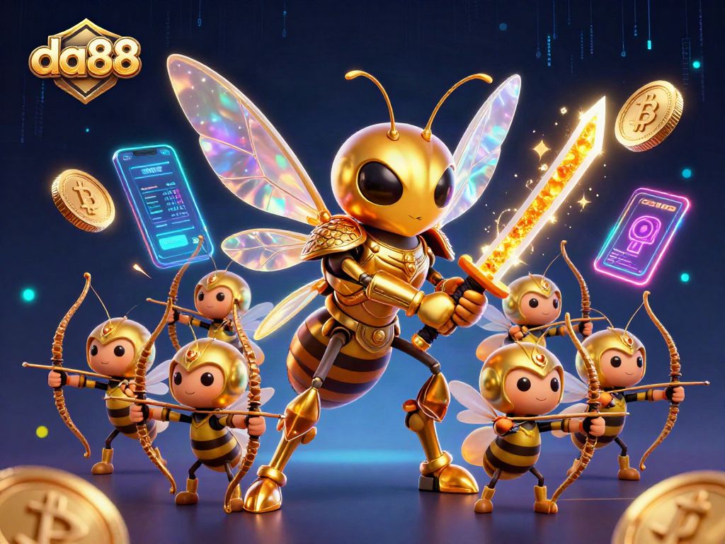 Join da88’s captivating online casino adventure with a gold hornet samurai and bee archers!