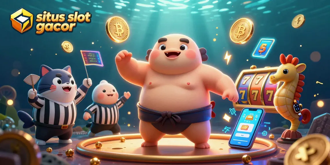 Experience situs slot gacor excitement with a dynamic underwater scene featuring characters and slot elements.