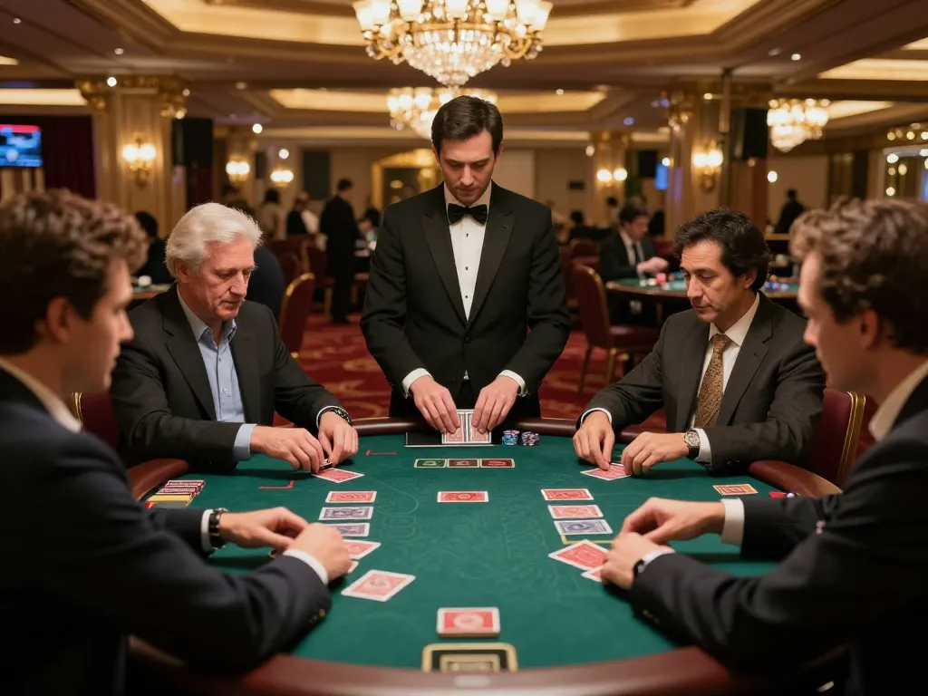 Kinh nghiệm chơi baccarat at a luxurious casino table with players strategizing their bets.