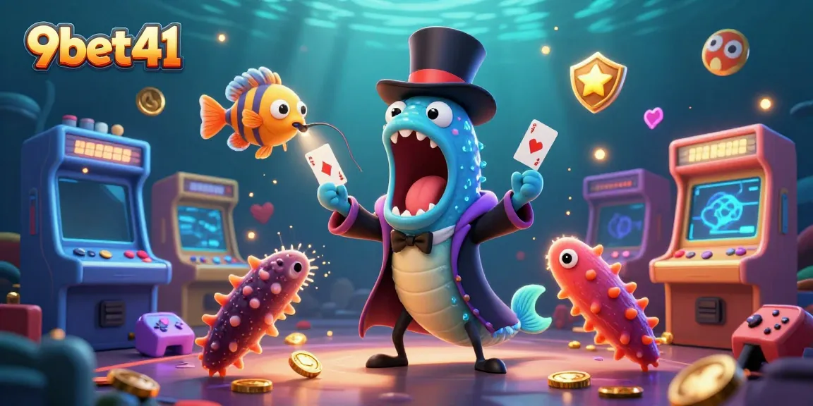 Experience thrilling gameplay at 9bet41 with vibrant characters and casino elements in an underwater setting.