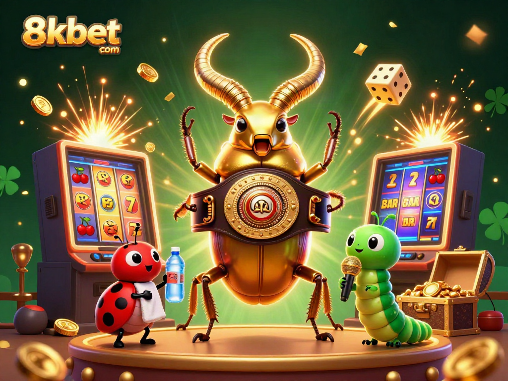 Experience the excitement of 8xbet com with a vibrant casino-themed 3D illustration featuring unique characters and jackpot visuals.
