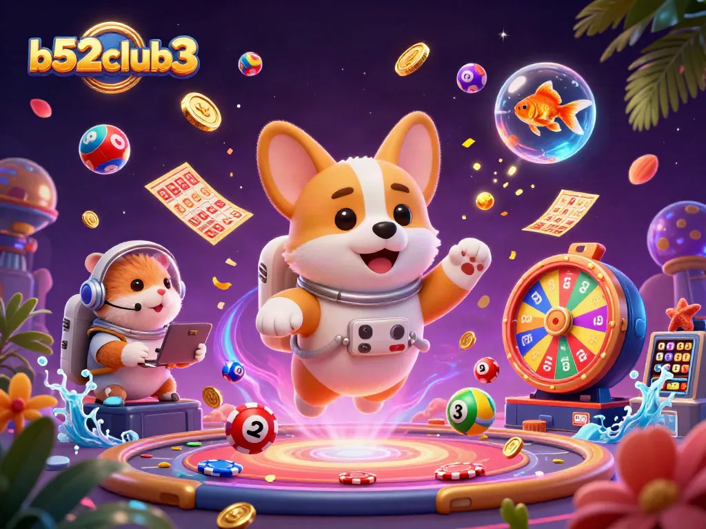 Experience thrilling action with b52club3 as a 3D astronaut dog plays in a space casino.