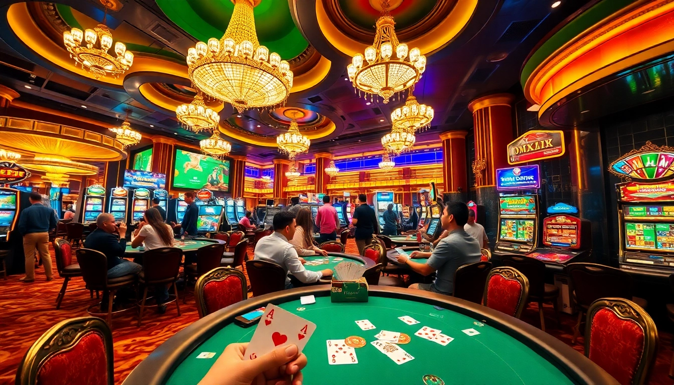 Visitors enjoy thrilling casino games at a vibrant venue showcasing the excitement of online betting with https://rr888.video/.