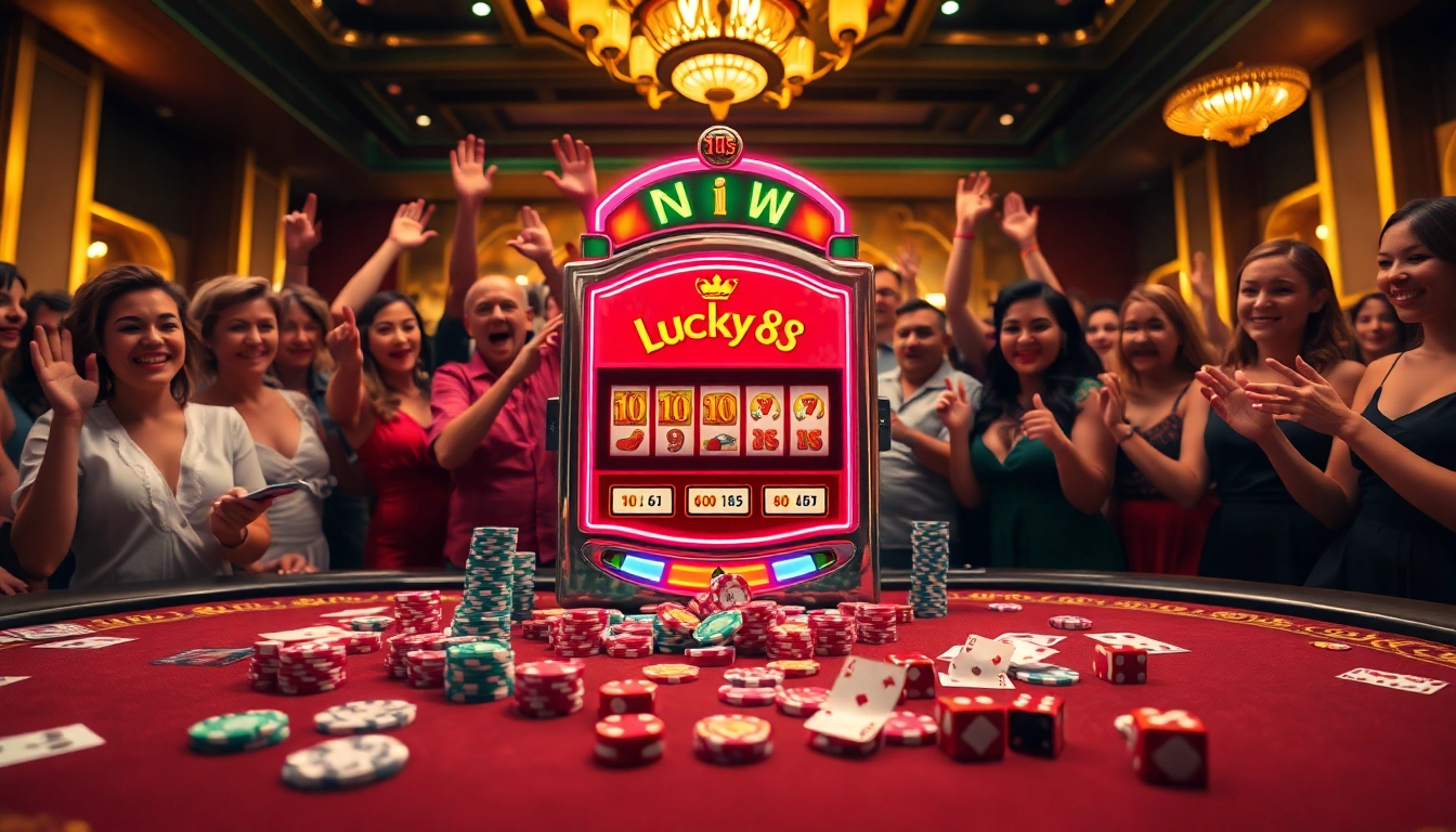 Feel the excitement of winning at Lucky88 with vibrant slot machines and casino elements.