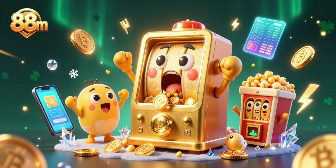 Experience thrilling wins at 88m casino with cartoon slot machines celebrating big jackpots in a vibrant atmosphere.