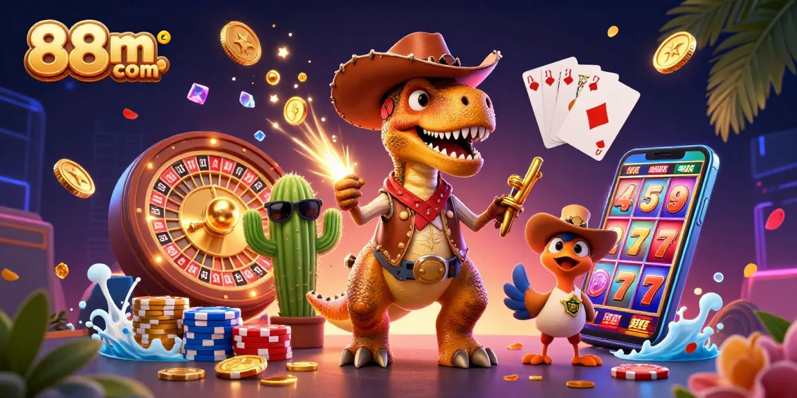 Engage with thrilling games at 88m. com, featuring dynamic animations and exciting visuals of casino elements.