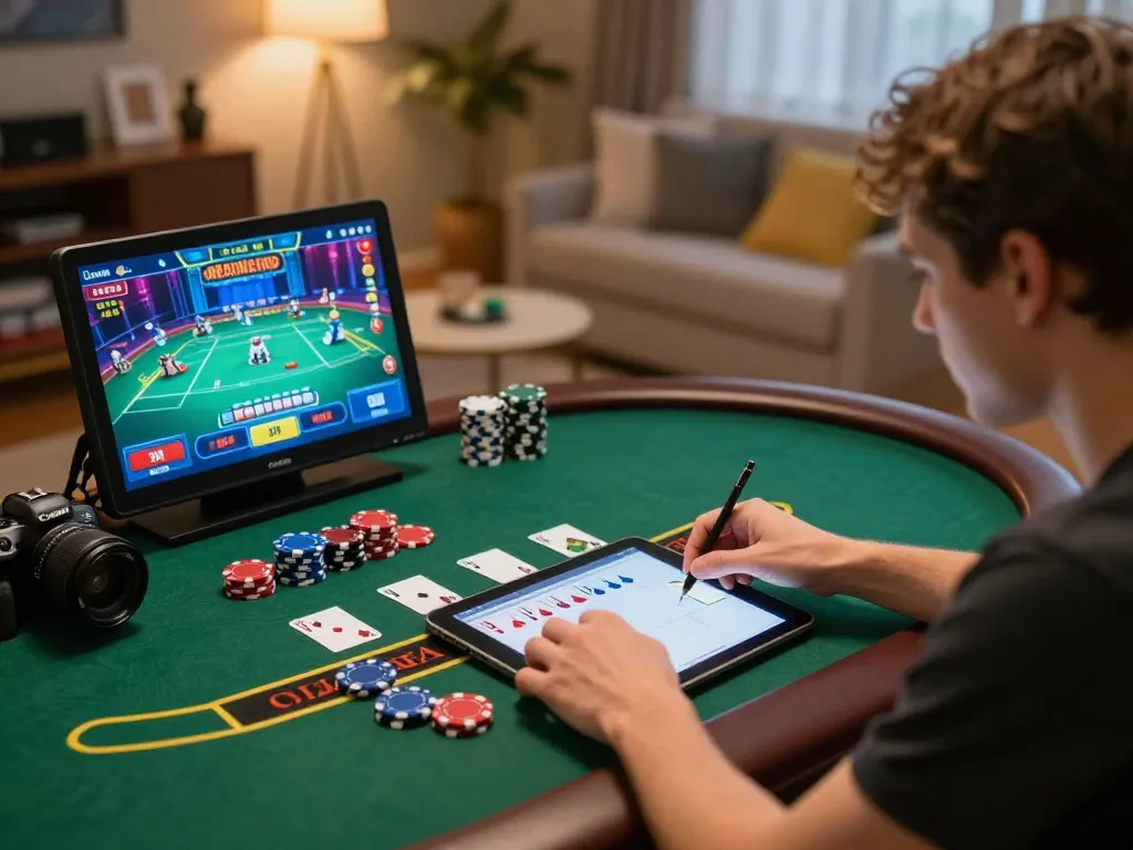 Engaged player using GMNC for strategic online blackjack gaming.