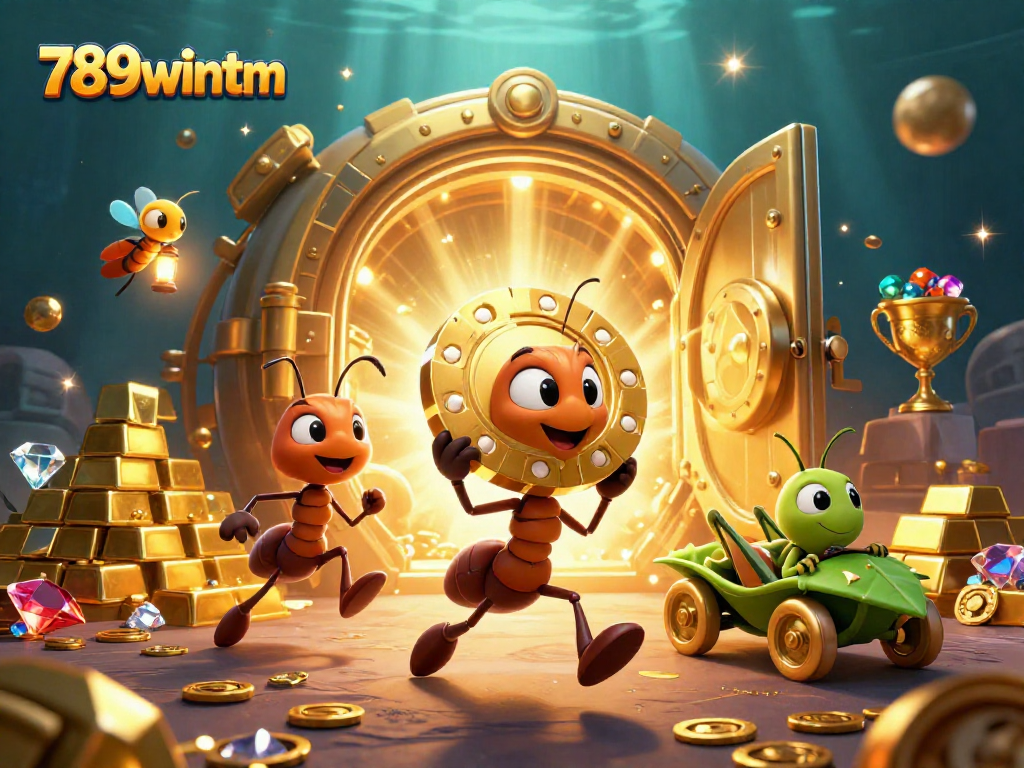 Experience the excitement of 789wintm with animated ants executing a heist in a dazzling casino world.