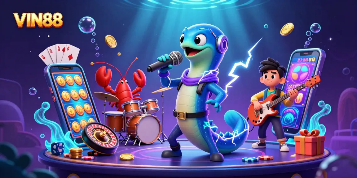 Experience the excitement of winning at VIN88 with vibrant underwater casino elements and lively characters.