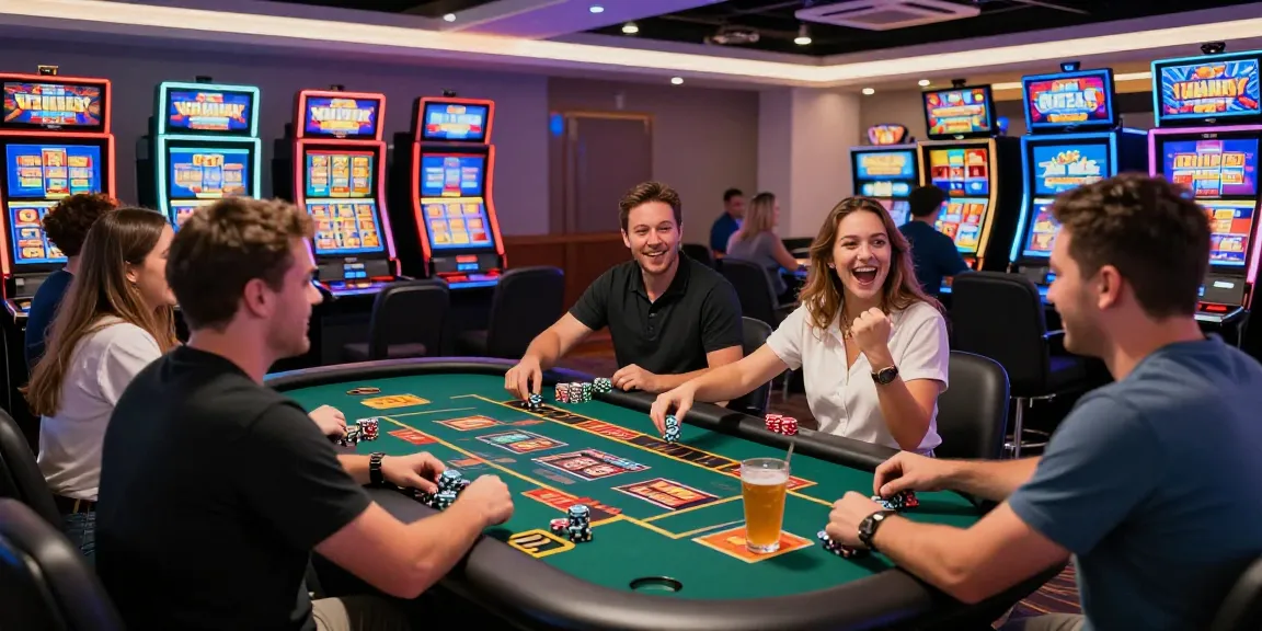 Exciting gameplay at https://crownnorthill.co.uk featuring lively players at a vibrant casino table.