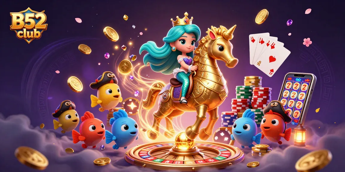 Join the fun at B52 club with exciting games and vibrant characters in an underwater casino scene!