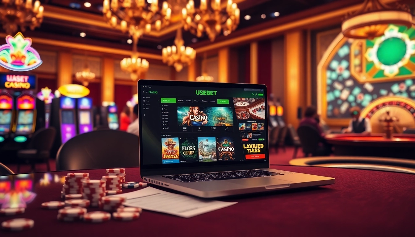 Experience thrilling online gambling at USBET with vibrant casino tables and high-stakes excitement.