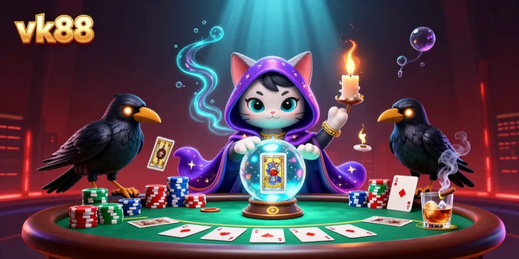 Engage with vk88's thrilling casino scene featuring vibrant characters and interactive gaming elements.