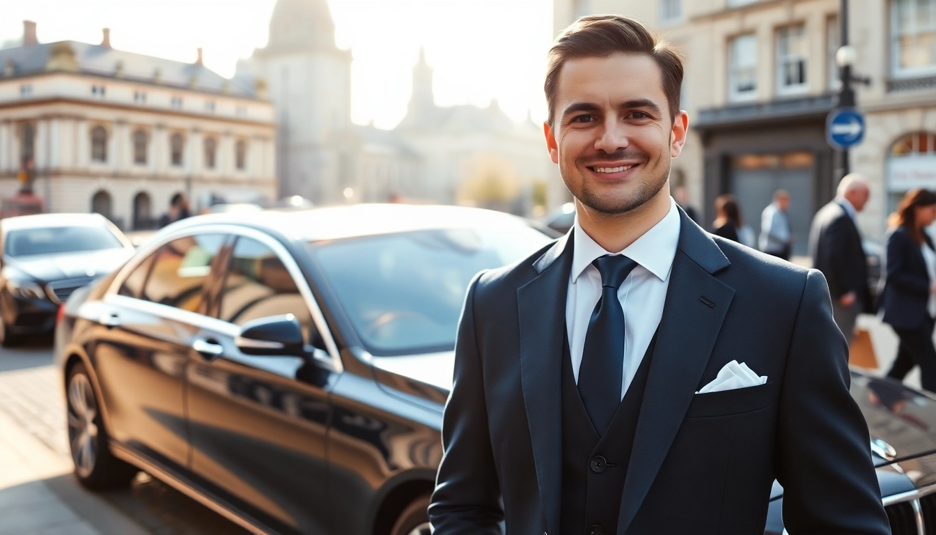 Chauffeur Hire Nottingham services showcased by a professional chauffeur ready to assist in Nottingham's vibrant city.