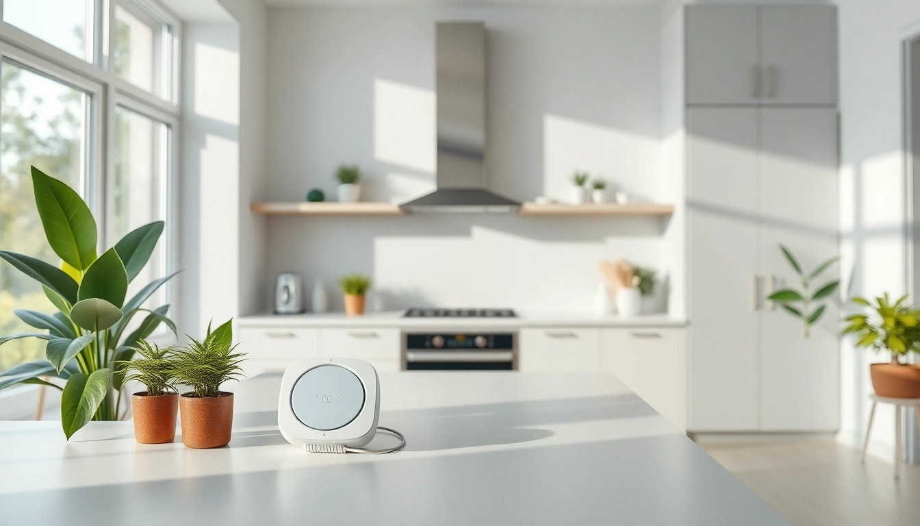 Enhance your peace of mind with Mains Water Leak Detection device in a modern kitchen setting.