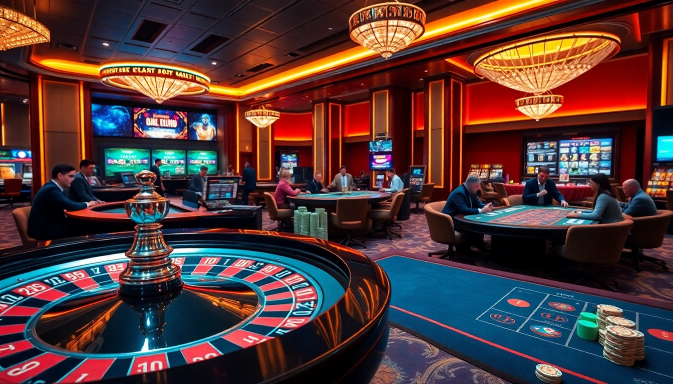 Exciting casino atmosphere with luxurious elements showcasing https://xx88.today/ gaming experience.